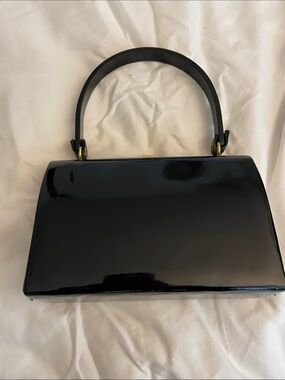 Black Patent Top-Handle Clutch